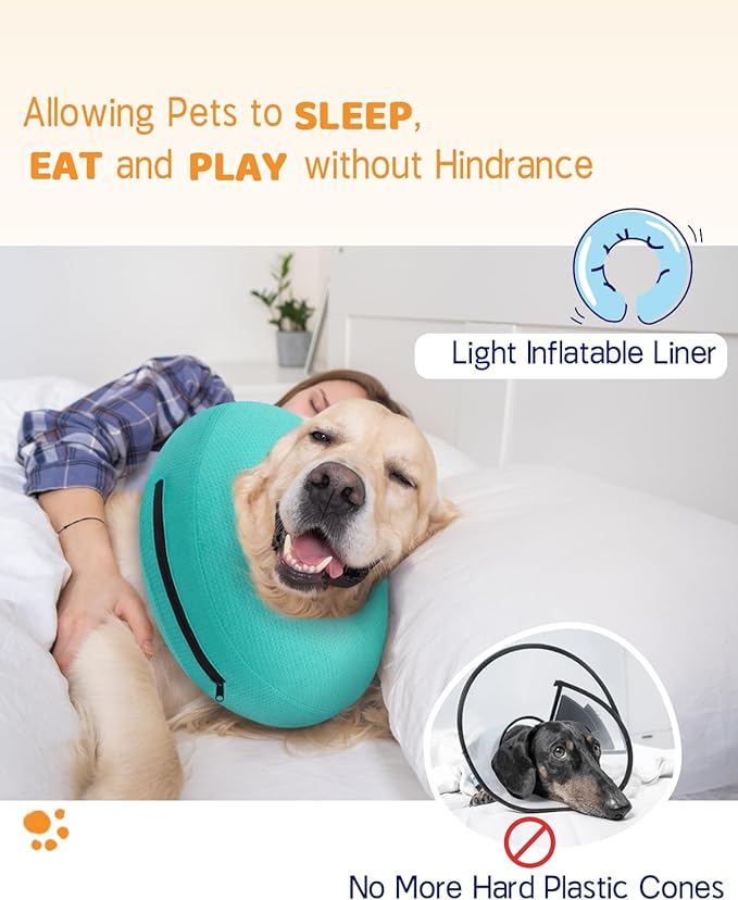 Supet Inflatable Dog Cone Collar Alternative After Surgery, Dog Donut Collar Recovery ECollar to Stop Licking, Soft Dog Cone for Small Medium Large Dogs