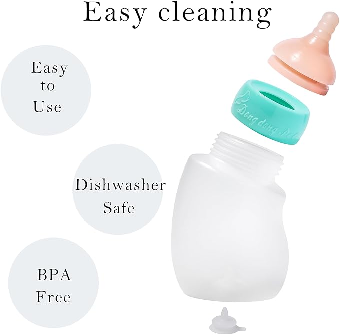 Doggiema Puppy Feeder Bottle, Silicone Feeding Nipple and Syringes for All Breed of Puppies and Other Animals (300ml Bottle+2 Sizes Nipple(M/L)+1 Syringe)