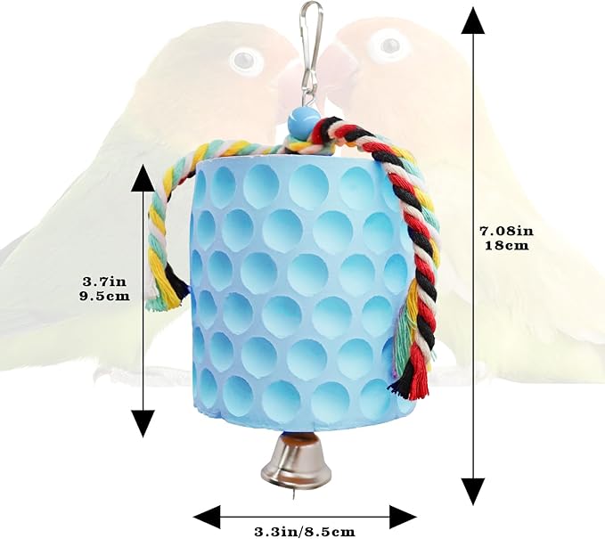 Extra Large Bird Chewing Toy, Parrot Beak Grinding Calcium Stone with Bells, Bird Cage Accessories, Cage Toys for Cockatiel Parakeet Parrot Budgies Rat Hamster Chinchilla Rabbit Bunny African Grey