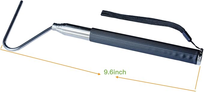 40inch Collapsible Snake Hook Sturdy Non-rotatable Stainless Steel Hook, Tool Hook，Designed with Groove, Can't Rotate, is Easier tooperate and Safer