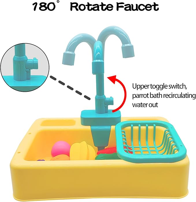 PINVNBY Parrot Bath Tub Bird Automatic Bathtub with Faucet Multifunctional Parakeet Shower Box Bird Bathroom Toys Cage Accessory for Small Medium Birds