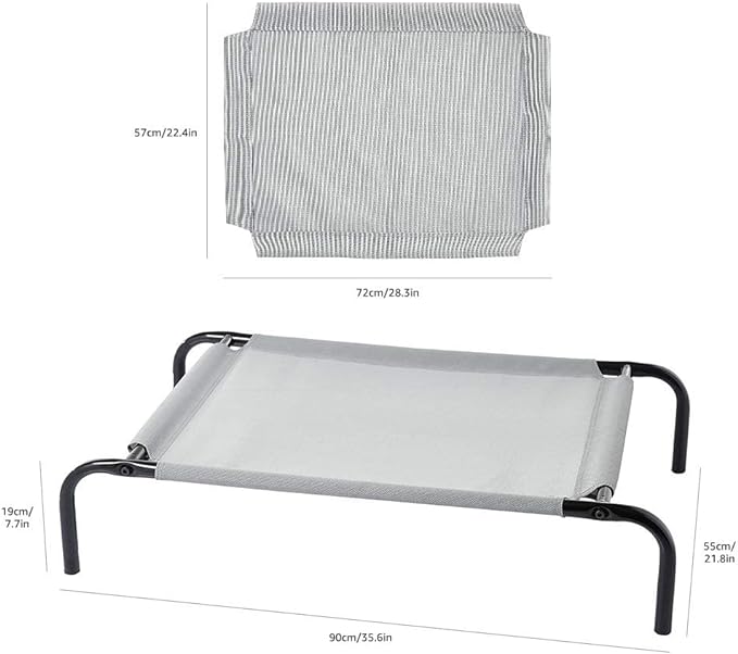 Amazon Basics Cooling Elevated Dog Bed with Metal Frame, Small, Grey, 35.6"L x 21.8"W x 7.7"Th
