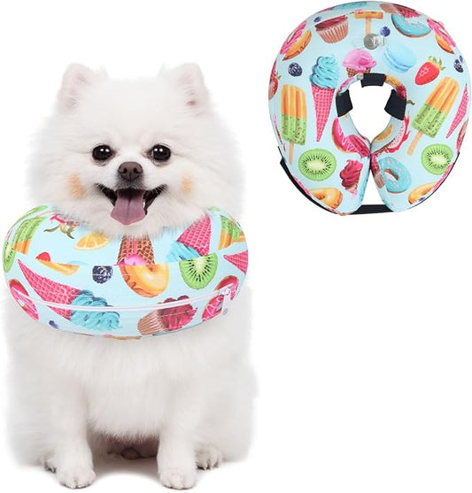 Protective Inflatable Dog Cone After Surgery, Soft Inflatable Donut Collar for Dogs and Cats, Prevent from Biting & Scratching, Not Block Vision (Blue Cone Collar S)