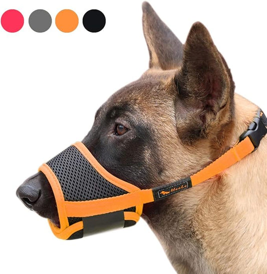 HEELE Dog Muzzle,Soft Nylon Muzzle Anti Biting Barking Chewing,Air Mesh Breathable Drinkable Adjustable Loop Pets Muzzle for Small Medium Large Dogs 4 Colors 4 Sizes