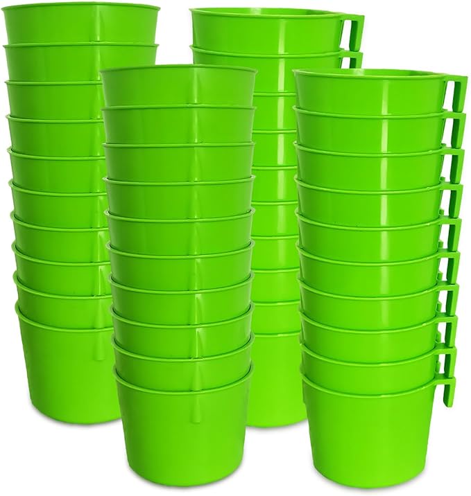 40 Pack Cage Cups Birds Feeders Seed Bowl Chicken Feeding Watering Dish Rabbit Water Food Hanging Wire Cages Box 8oz Coop Cups for Pet Parrot Parakeet Gamefowl Poultry Pigeon (Green)