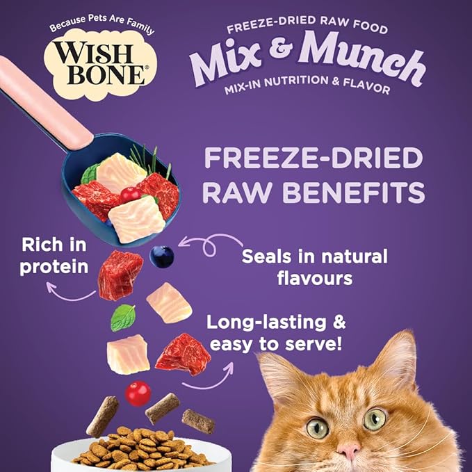 Wishbone Mix & Munch Raw Freeze-Dried Grain-Free Beef and Ocean Fish for Cats