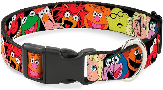 Buckle-Down Plastic Clip Collar - Muppets Faces Black - 1" Wide - Fits 15-26" Neck - Large