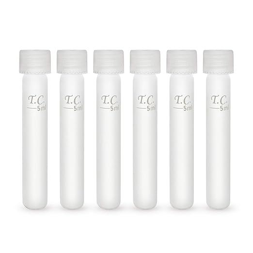Glass Test Tubes with Leak-Proof Screw Caps and 5 ml Mark, 6 pcs, for Aquarium Water Checks (85mm)