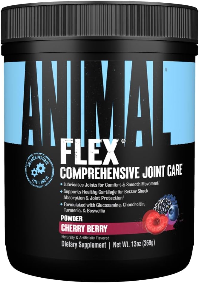 Animal Flex Powder – All-in-one Complete Joint Support Supplement – Contains Collagen, Turmeric Root, Curcumin, Glucosamine & Chondroitin – Helps Repair And Restore Joints –Cherry Flavor, 30 Scoops