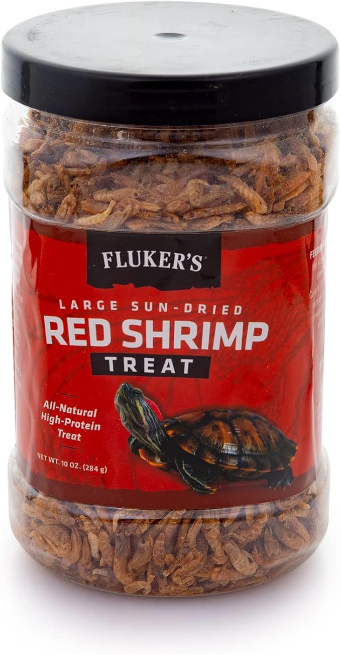 Fluker's All Natural Large Sun-Dried Red Shrimp, High Protein Treats, Aquatic Turtle Food, Great for Aquatic Frogs, Tegus, Monitors, and Tropical Fish, 10 oz