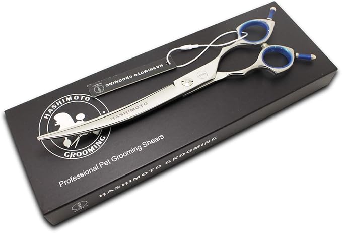 HASHIMOTO Dog Grooming Scissors, Curved Scissors for Dog Grooming, 7.5 inch, 30 Degree of Curved Blade,Light Weight, Pet Shears for Trimming Face and Paws.