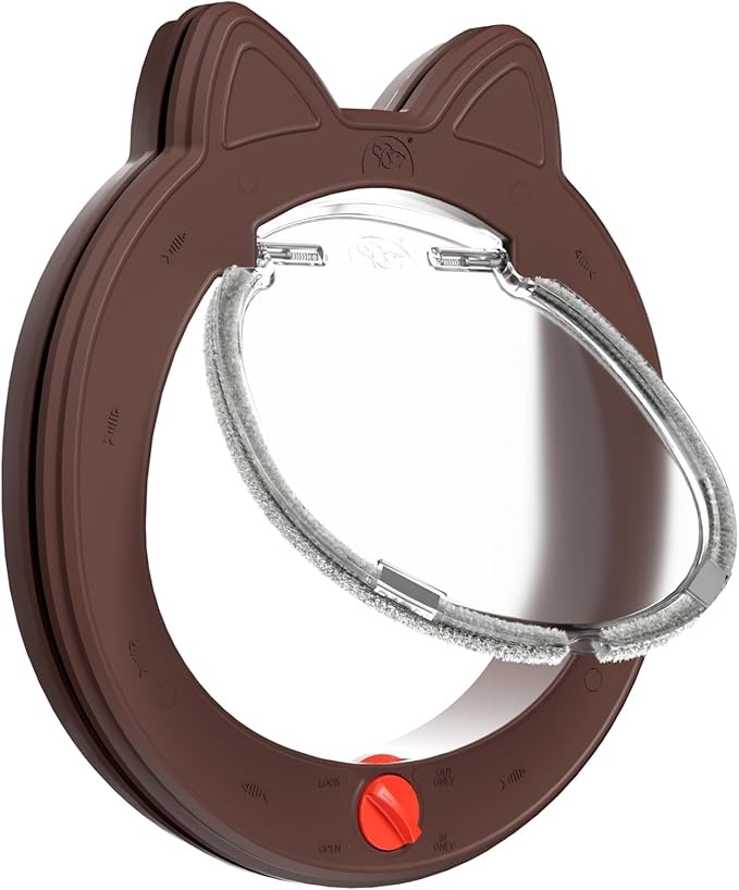 Pet Door, Cat Door for Interior Exterior Doors, 7.5" x 7.5" Inner Frame, 4-Way Locks, for Cats and Small Dogs, Easy to Install, Suitable for Interior and Exterior Doors, Coffee