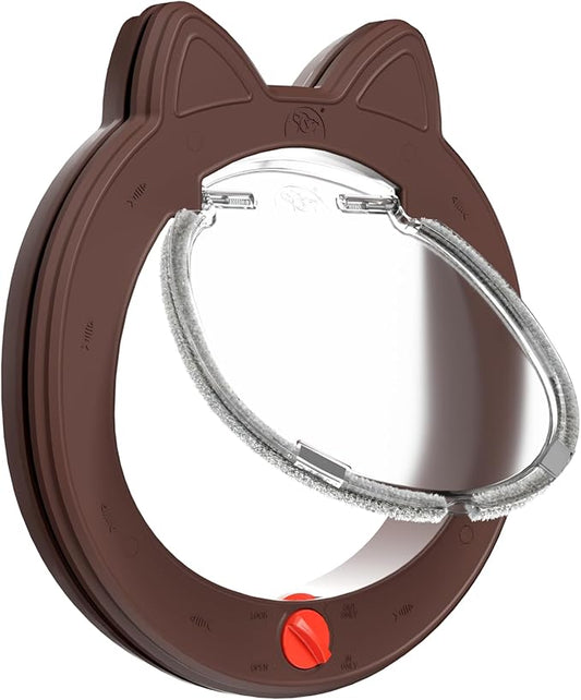Pet Door, Cat Door for Interior Exterior Doors, 7.5" x 7.5" Inner Frame, 4-Way Locks, for Cats and Small Dogs, Easy to Install, Suitable for Interior and Exterior Doors, Coffee