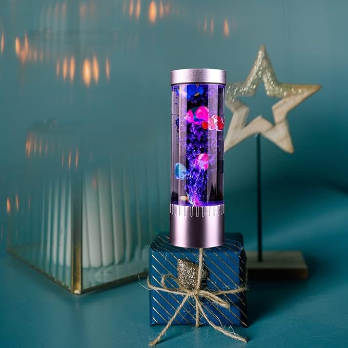 Fish Tank Lamp, Bubble Lamp,Fake Fish Aquarium Colorful Night Light Gifts for Kids Adult Home Deco for Room