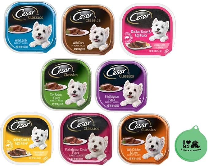 Cesar Classic Loaf in Sauce Wet Dog Food - 8 Flavor Variety Bundle, 3.5 Ounces Each - Pack of 8 Plus My Buddy Notepad (9 Items Total)