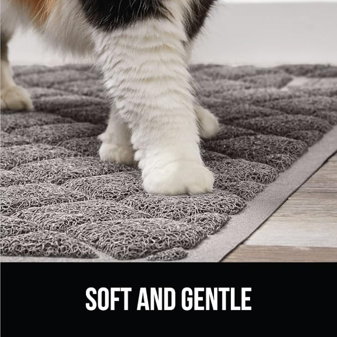 The Original Gorilla Grip Water Resistant Cat Litter Box Trapping Mat 35x23, Easy Clean, Textured Backing, Traps Mess for Cleaner Floors, Less Waste, Stays in Place for Cats, Soft on Paws, Gray