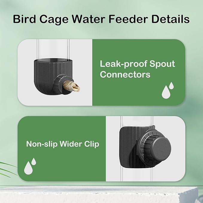 Bird Waterer Feeder 9.87 Oz Hanging Parrots Drinker Water Dispenser Birds Drinking Water Bottle Parrot Automatic Drinking Device for Budgie Cockatiel Lovebirds Canary Finch (Black/280ml)