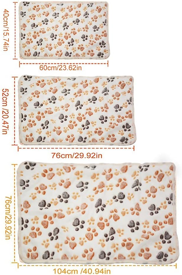 1 Pack 3 Puppy Dog Blankets Super Soft Warm Sleep Mat Fluffy Premium Fleece Pet Blanket Flannel Throw for Dog Puppy Cat - White Paw Print Large(40"x30")