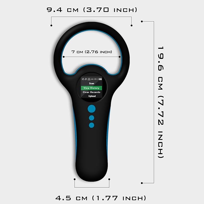 Smoostart Multifunction Bluetooth Microchip Scanner, Pet Microchip Reader with Latest operating system, FDX-B/EMID 500 Records Data history locally available Or Upload to PC/Cell Phone/PAD