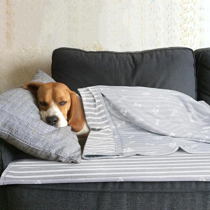 Dog Cooling Blanket Lightweight Self Cooling Blanket Bed Cover for Small Medium Dogs Washable Dog Cat Summer Blanket &Ice Silk Cooling Pet Blanket for Crate&Kennel Sofa (Dog Bone) S