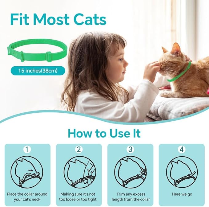 4 Packs Calming Collar for Cats, Cat Calming Collar Anxiety Aggression Relief Stress Pheromone Collar for Cats, Cat Calming Products with 60 Days Long-Lasting Effect, Adjustable for Most Cat