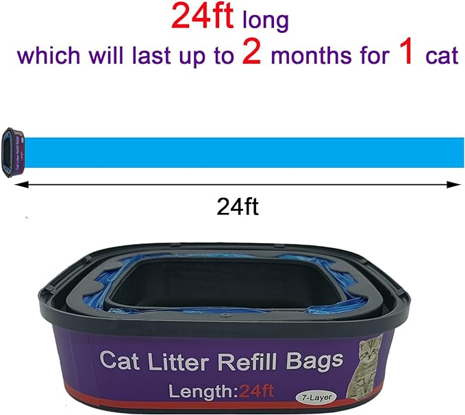 8 Pack Cat Litter Refill Bags Cartridge Compatible with Genie Cat Litter Standard and Plus Pails