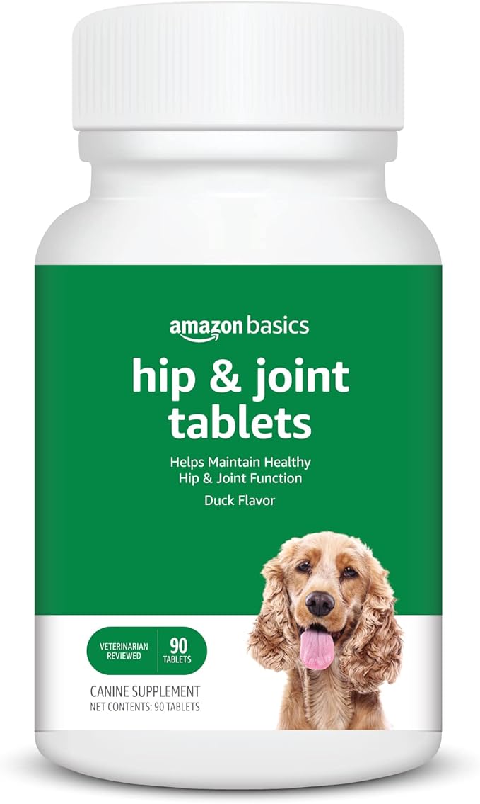 Amazon Basics Dog Hip & Joint Chewable Tablets, Duck Flavored, 90 Count (Previously Solimo)