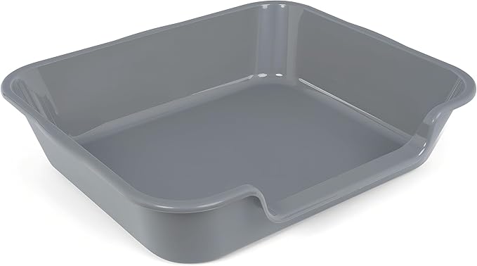 1 Pack Extra Large Dog Litter Box Pan Tray (ABS Material), Low Entry Jumbo Senior Litter Boxes for Multiple Kitten Big Cats, Pet Safe Indoor Dog Potty (Dark Gray, 24" L x 20" W)