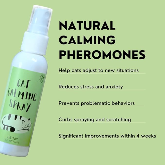 Cat Relaxant Pheromone Spray - for Cats & Kitties - Reduces Stress and Anxiety - Stops Spraying Scratching & Other Problematic Behaviors - Scented & Unscented (Catnip)