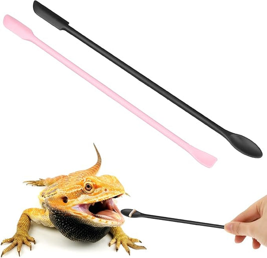 2Pcs Reptile Food Spoon Silicone Crested Gecko Feeding Spoon, Crested Gecko Food Mixing Spoon for Gecko Lizard Gargoyle Bearded