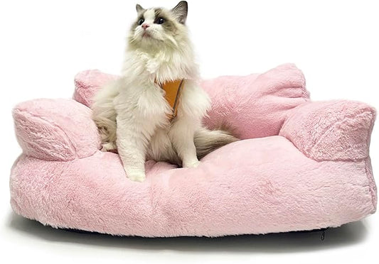 Pet Couch Sofa Bed, Checkers Plaid Washable Cat Beds for Medium Small Dogs & Cats Durable Plush Cat Couch Pet Sofa Bed Puppy Sleeping Bed Soft Anti-Slip (Pink)