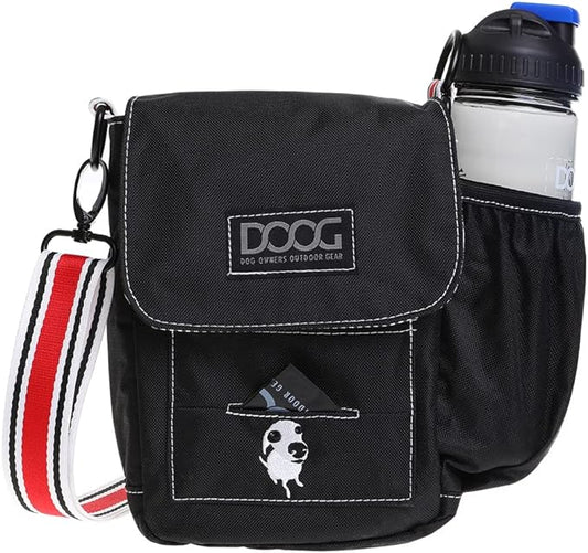 DOOG | Walkie Bag | Adjustable Shoulder Bag with Poo Bag Compartment and Water Bottle Compartment | Black