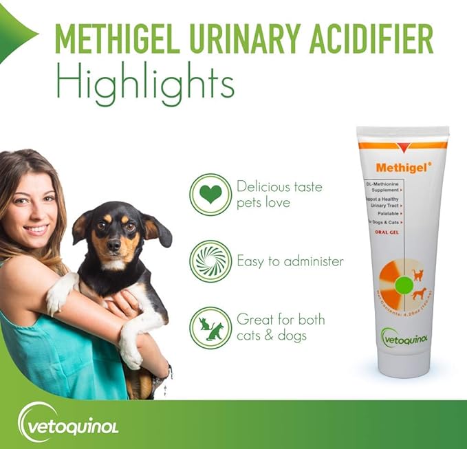 Vetoquinol Methigel Urinary Acidifier to Promote Urinary and Bladder Health for Dogs & Cats