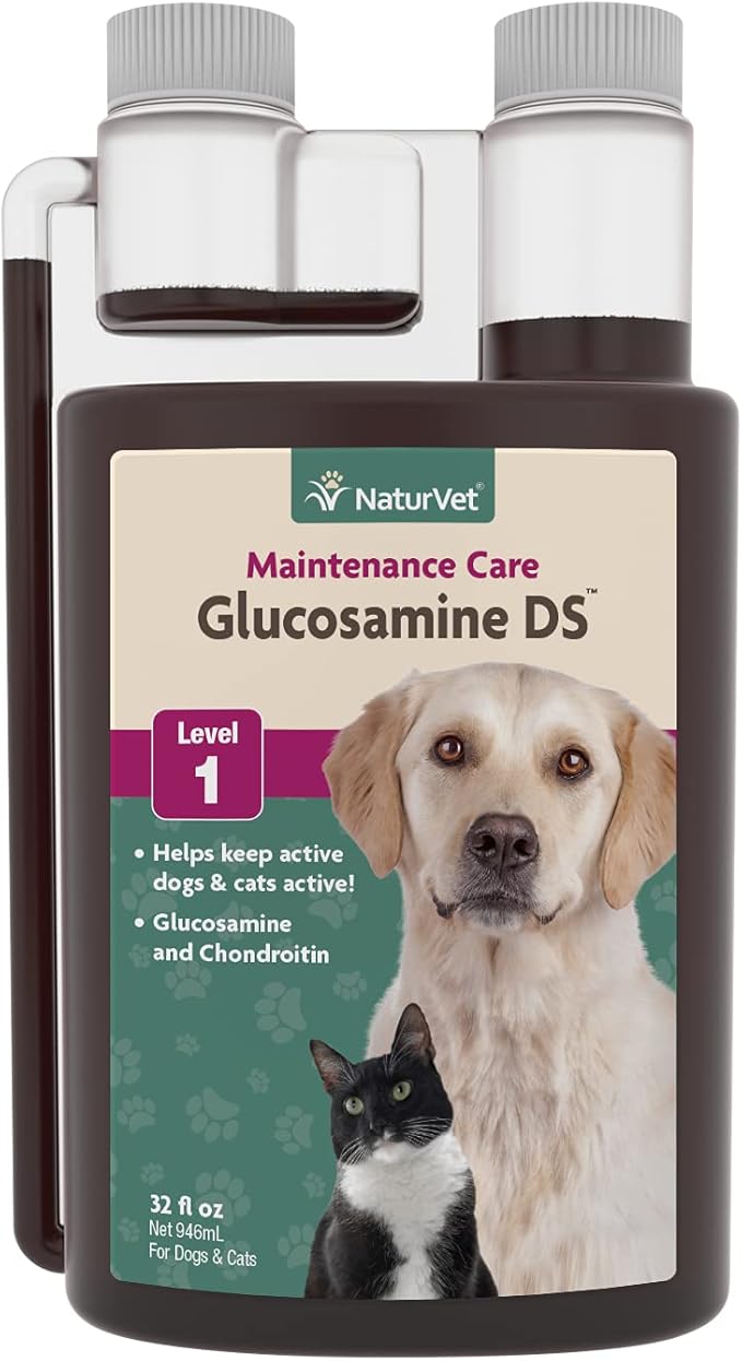 NaturVet Glucosamine DS Level 1 Maintenance, Joint Care Support Supplement for Dogs and Cats, Liquid, Made in The USA with Globally Source Ingredients 32 Ounce