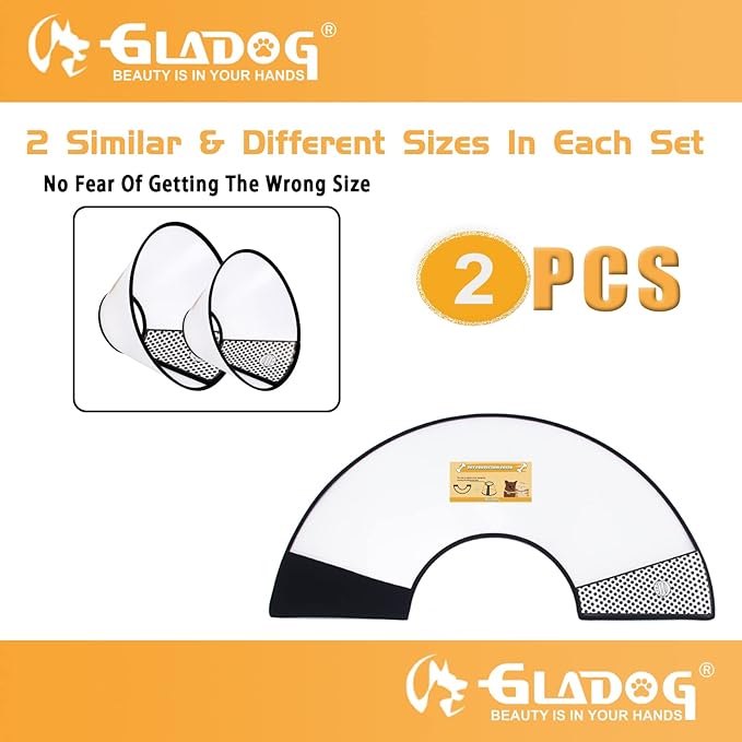 Soft Dog Cone Collar, 2 PCS (for Exact Size) Flexible Plastic Cone for Dogs After Surgery, Dog Recovery Collar, Adjustable E-Collar for Large/Medium/Small Dogs Cat, Comfy Elizabethan Collar (L)