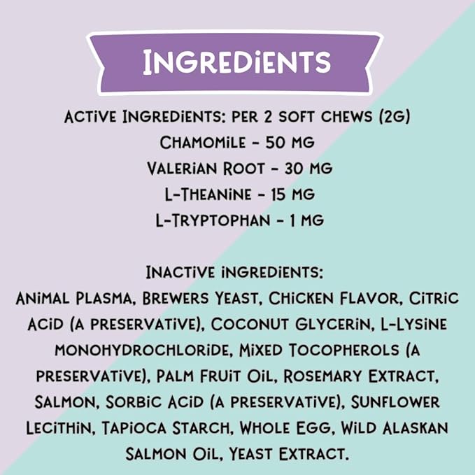 LOVE, NALA - Calming Health Supplement for Cats - 90 Soft Chews - Chamomile, Valerian Root, L-Theanine, and L-Tryptophan - Natural Calming Aid - 3.2 oz