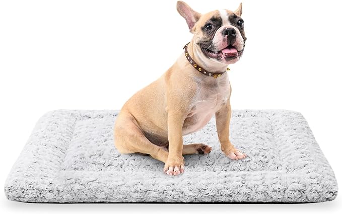Washable Dog Bed Crate Pad for Medium Small Size Dog Soft Fluffy Kennel Pad Crate Mat for Dog Cage Anti-Slip Comfy Puppy Bed for Pet,29" x 18",Gray