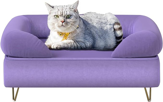 Dog Sofas and Chairs for Small Breeds,Dog Couch for Small Pet,Cat Sofa Chair with Soft Velvet Fabric,Wooden Frame Cat Bed,Pet Sofa Bed for Small Dog Rest Using,PURPLE