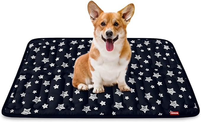 Dog Crate Mat (30" X 19"), Soft Dog Bed Mat with Cute Prints, Personalized Dog Crate Pad, Anti-Slip Bottom, Machine Washable Kennel Pad, Black