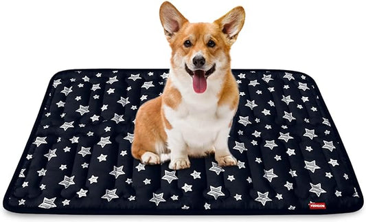 Dog Crate Mat (30" X 19"), Soft Dog Bed Mat with Cute Prints, Personalized Dog Crate Pad, Anti-Slip Bottom, Machine Washable Kennel Pad, Black