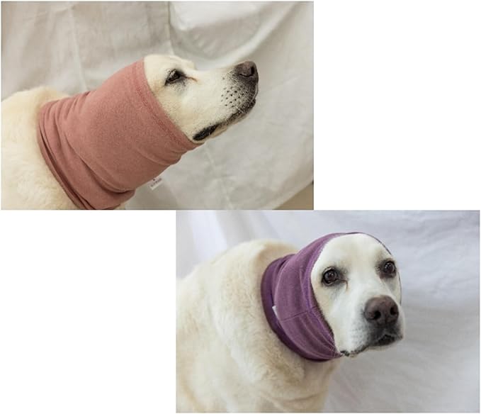 Dog Hoodies Ear Flap Head Wrap Noise Cancelling No Flap Ear Wrap Dog Head Wrap for Ear Hematoma Pail lilac+Pink L