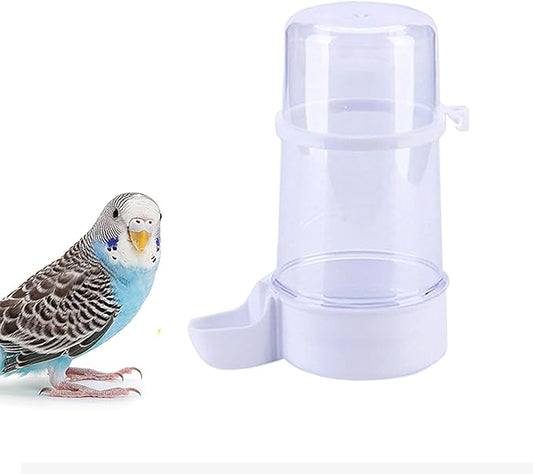 Pet Bird Water Feeder, 13.5 Fl Oz Parrot Water Dispenser for Cage, Bird Cage Suspended Automatic Water Dispenser, Bird Feeders for Parakeet Budgie Cockatiel Lovebirds Canary Finch (White)