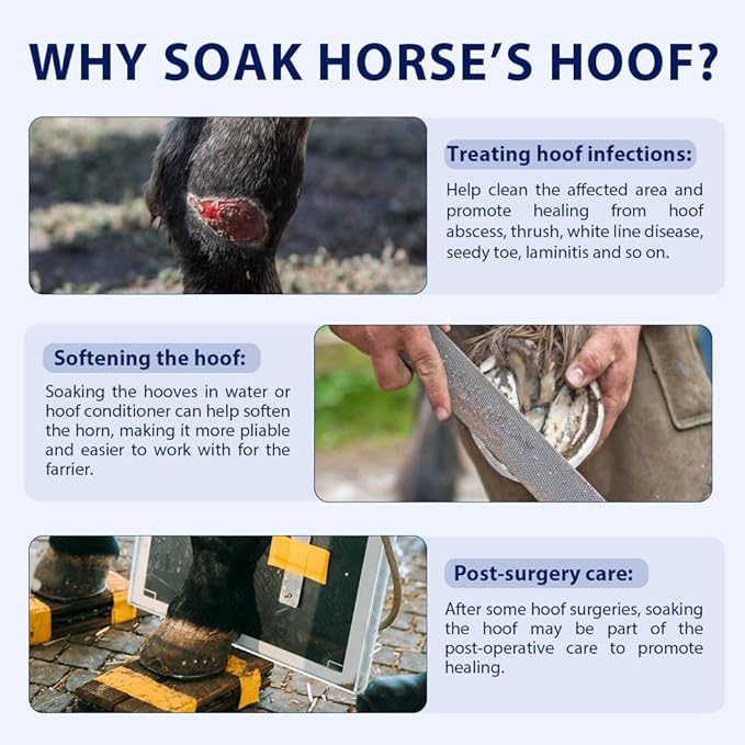 Hoof Soaking Boot for Hoof Problems, White Line Disease, Thrush, Abscess Horse Soaker Bag, Hooves Care Treatment, 2 Piece