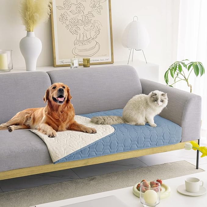 Waterproof and Anti-Slip Dog Bed Cover and Pet Blanket Sofa Pet Bed Mat ，car Incontinence Mattress Protectors Furniture Couch Cover for Most Cats Dogs, Pets<30x70-Stoneblue>