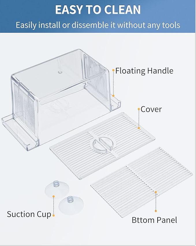 Pawfly Aquarium Fish Breeding Box Acrylic Hatchery Incubator Tank with Suction Cups Small Isolation Box for Baby Small Fish Shrimp and Betta