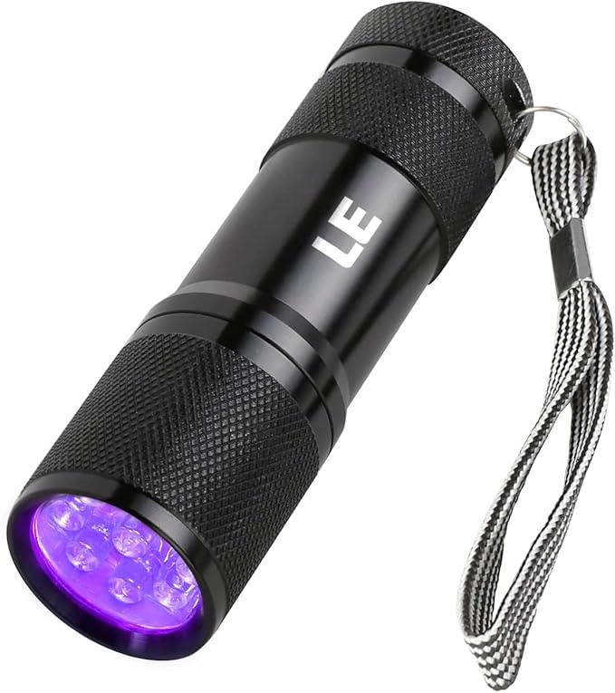 Lighting EVER Black Light Flashlight, Small UV Lights 395nm, Portable Ultraviolet Light Detector for Invisible Ink Pens, Dog Cat Pet Urine Stain, AAA Batteries Included