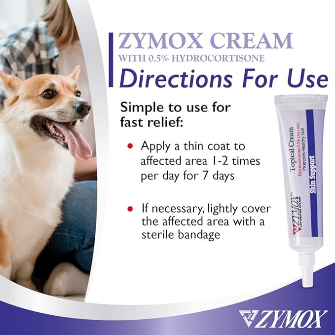 Zymox Topical Cream with 0.5% Hydrocortisone for Dogs and Cats, 1oz