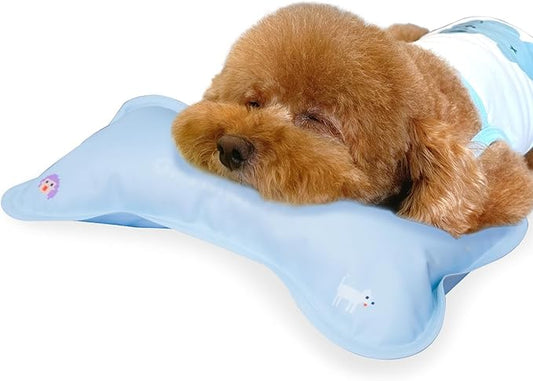 Cooling Pillow for Dogs, 6'' x 12'', Neck Support, Self Cooling Gel, Waterproof, Portable, Suitable for Cats, Puppies, Small Breed Dogs, Perfect Pet Summer Product, Baby Blue, S