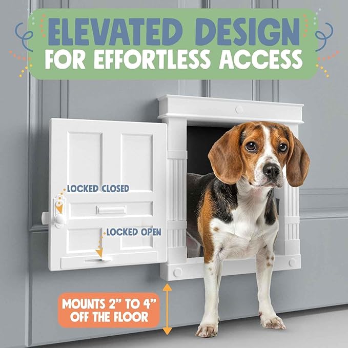 Beacon Hill Interior Cat Door - Durable Indoor Cat Door for Tall Cats or Dogs, No Flaps, Stylish and EASY DIY Pet Door, Spacious Large Kitty Door for Cats Up to 20 lbs, by Purrfect Portal