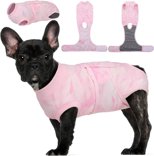 Kuoser Recovery Suit for Dogs After Surgery, Soft Dog Surgery Suit for Female Spay Male Neuter, Breathable Dog Onesie E-Collar & Cone Alternative Pet Bodysuit Anti Licking Wounds Surgical Shirt, XS